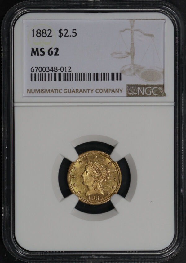 Obverse of this 1882 Liberty Head $2.5 NGC MS-62