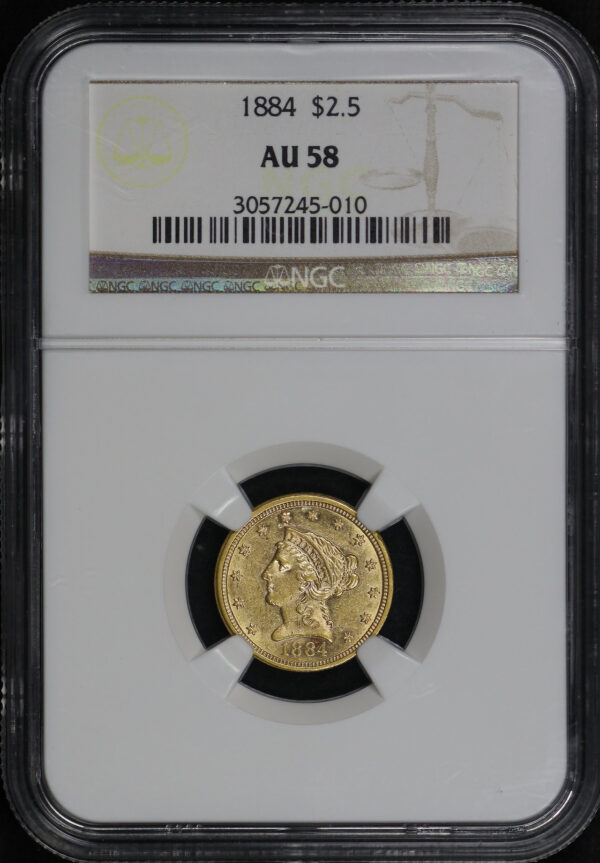 Obverse of this 1884 Liberty Head $2.5 NGC AU-58