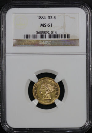 Obverse of this 1884 Liberty Head $2.5 NGC MS-61