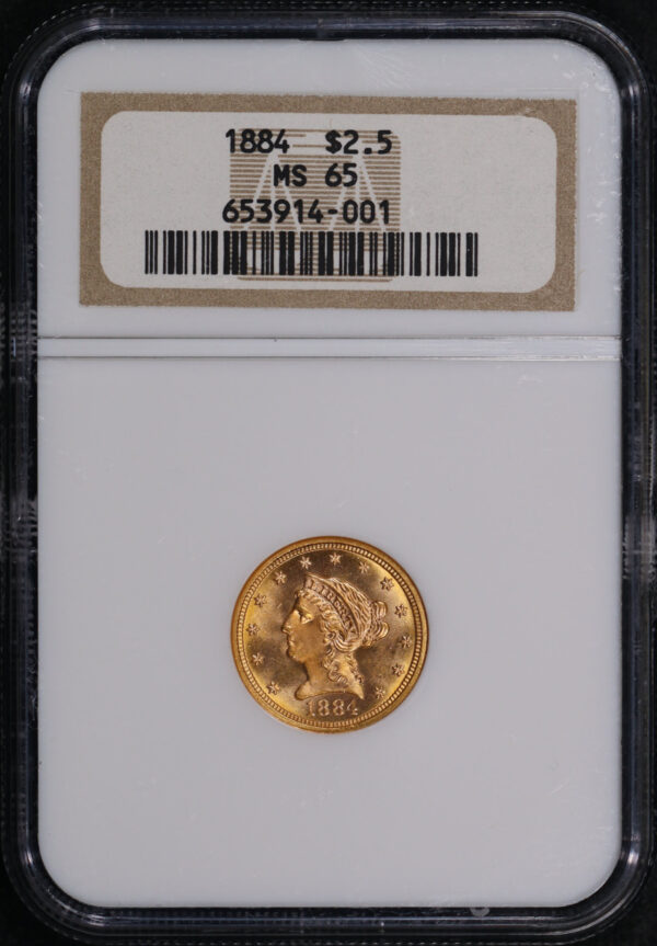 Obverse of this 1884 Liberty Head $2.5 NGC MS-65