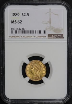 Obverse of this 1889 Liberty Head $2.5 NGC MS-62