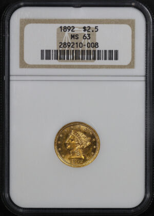 Obverse of this 1892 Liberty Head $2.5 NGC MS-63