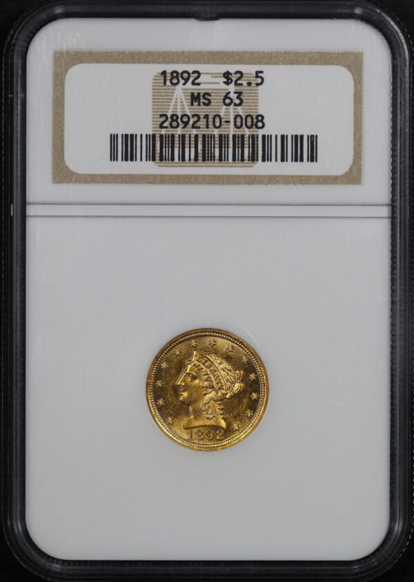 Obverse of this 1892 Liberty Head $2.5 NGC MS-63