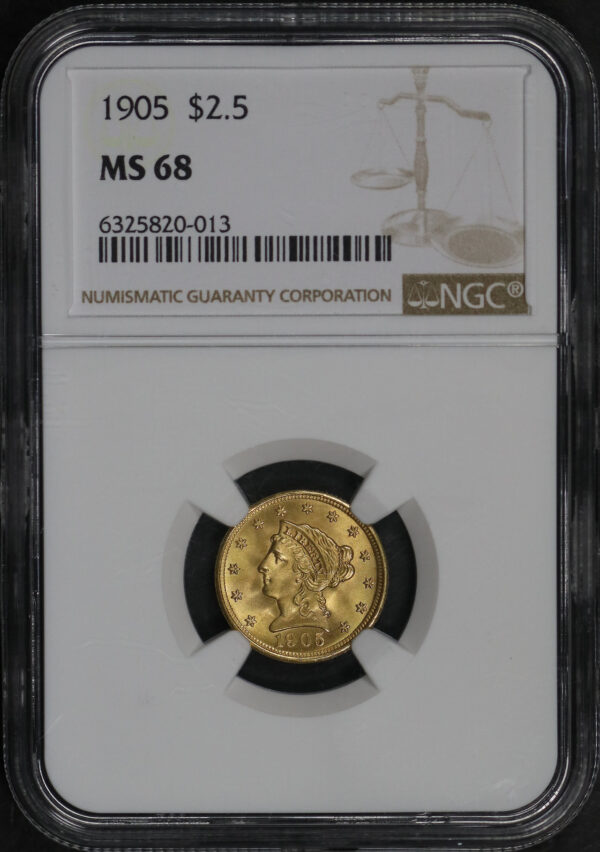 Obverse of this 1905 Liberty Head $2.5 NGC MS-68