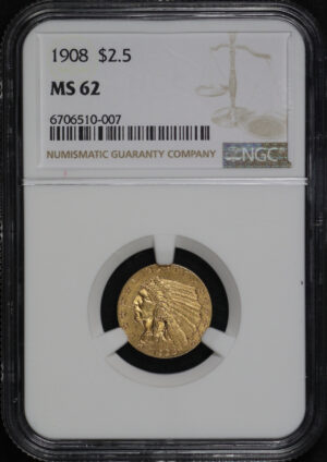 Obverse of this 1908 Indian $2.5 NGC MS-62