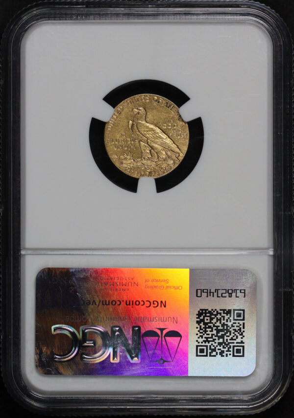 Reverse of this 1908 Indian $2.5 NGC MS-62