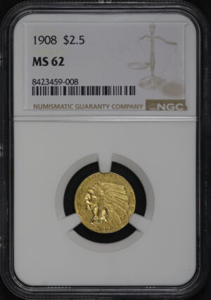 Obverse of this 1908 Indian $2.5 NGC MS-62