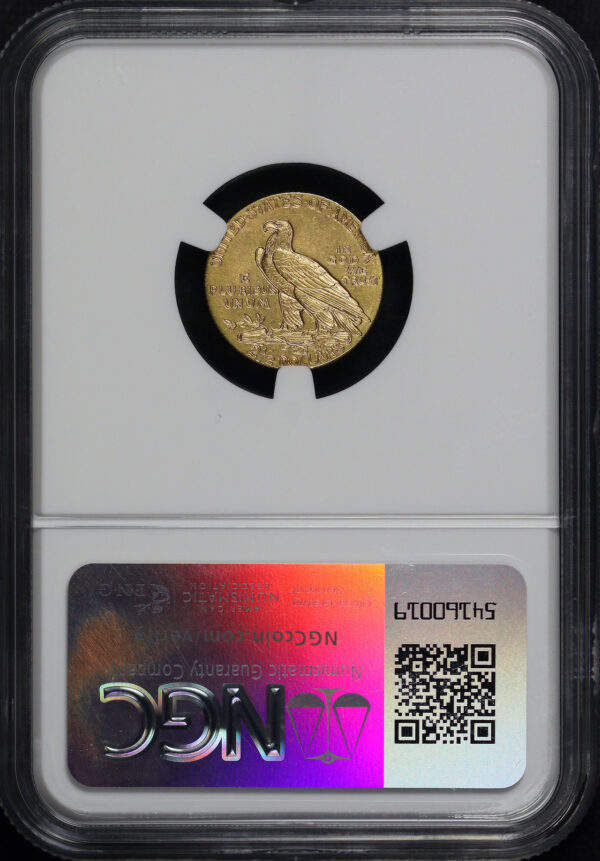 Reverse of this 1909 Indian $2.5 NGC MS-62