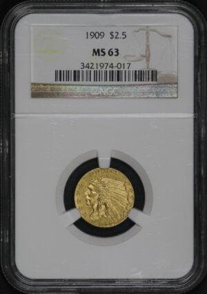 Obverse of this 1909 Indian $2.5 NGC MS-63