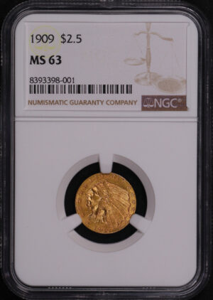 Obverse of this 1909 Indian $2.5 NGC MS-63