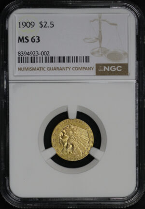 Obverse of this 1909 Indian $2.5 NGC MS-63