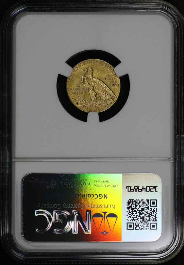 Reverse of this 1909 Indian $2.5 NGC MS-63