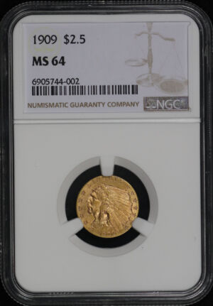 Obverse of this 1909 Indian $2.5 NGC MS-64