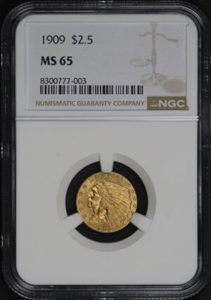 Obverse of this 1909 Indian $2.5 NGC MS-65