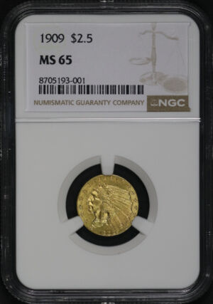Obverse of this 1909 Indian $2.5 NGC MS-65