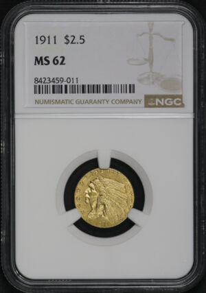 Obverse of this 1911 Indian $2.5 NGC MS-62