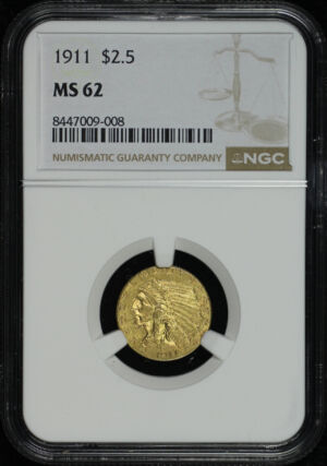 Obverse of this 1911 Indian $2.5 NGC MS-62