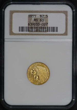 Obverse of this 1911 Indian $2.5 NGC MS-63