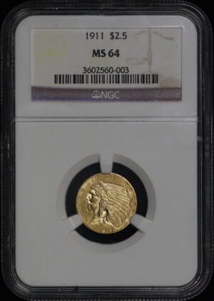 Obverse of this 1911 Indian $2.5 NGC MS-64