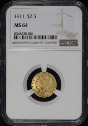 Obverse of this 1911 Indian $2.5 NGC MS-64