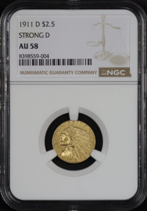 Obverse of this 1911-D Indian $2.5 NGC AU-58