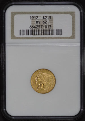 Obverse of this 1912 Indian $2.5 NGC MS-62