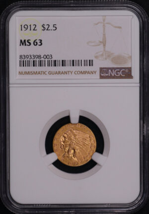 Obverse of this 1912 Indian $2.5 NGC MS-63