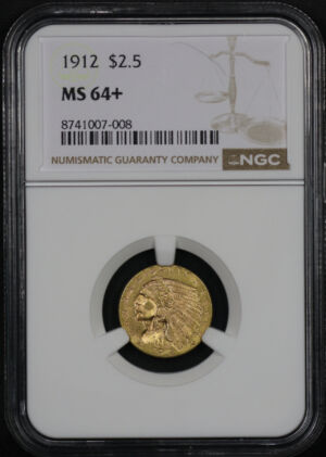 Obverse of this 1912 Indian $2.5 NGC MS-64+