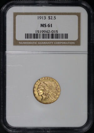 Obverse of this 1913 Indian $2.5 NGC MS-61