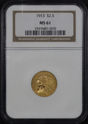 Obverse of this 1913 Indian $2.5 NGC MS-61