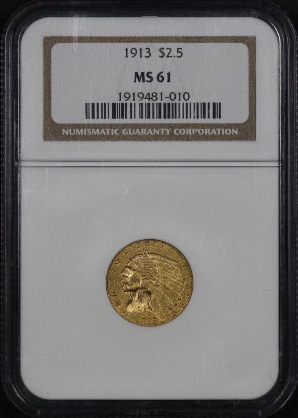 Obverse of this 1913 Indian $2.5 NGC MS-61