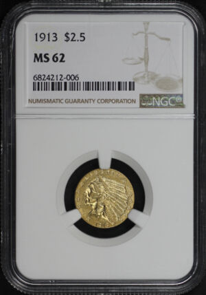 Obverse of this 1913 Indian $2.5 NGC MS-62