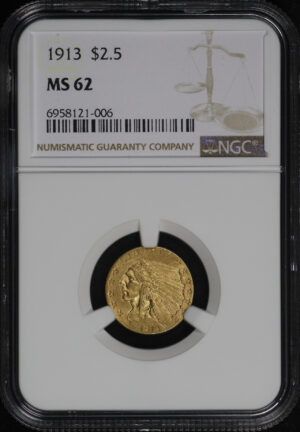 Obverse of this 1913 Indian $2.5 NGC MS-62