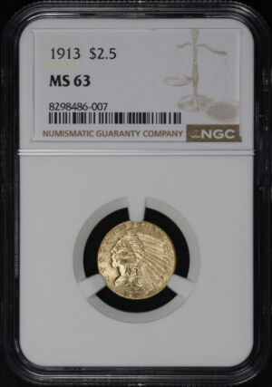 Obverse of this 1913 Indian $2.5 NGC MS-63