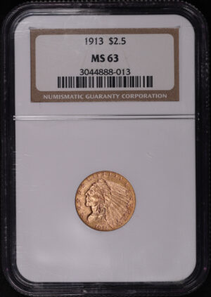 Obverse of this 1913 Indian $2.5 NGC MS-63