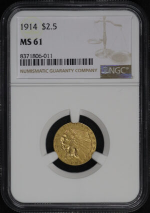 Obverse of this 1914 Indian $2.5 NGC MS-61