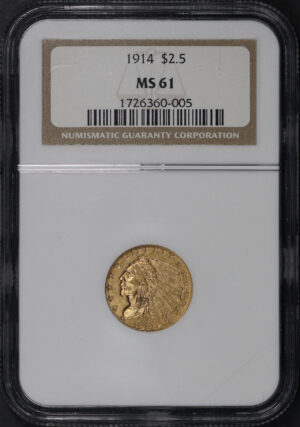 Obverse of this 1914 Indian $2.5 NGC MS-61
