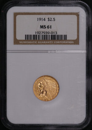 Obverse of this 1914 Indian $2.5 NGC MS-61