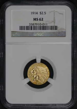 Obverse of this 1914 Indian $2.5 NGC MS-62