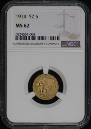 Obverse of this 1914 Indian $2.5 NGC MS-62