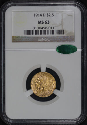 Obverse of this 1914-D Indian $2.5 NGC MS-63 CAC
