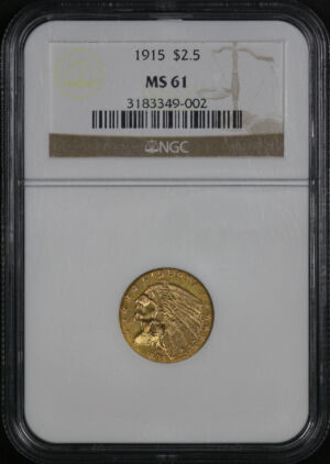 Obverse of this 1915 Indian $2.5 NGC MS-61
