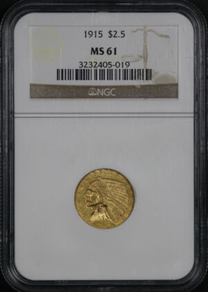Obverse of this 1915 Indian $2.5 NGC MS-61