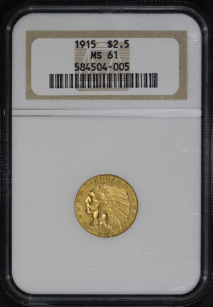 Obverse of this 1915 Indian $2.5 NGC MS-61