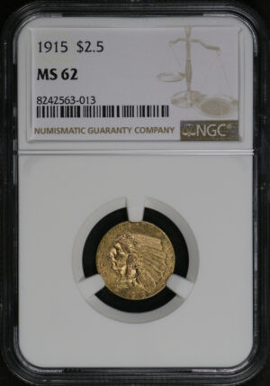 Obverse of this 1915 Indian $2.5 NGC MS-62