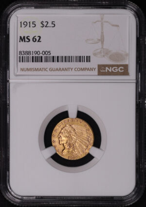 Obverse of this 1915 Indian $2.5 NGC MS-62