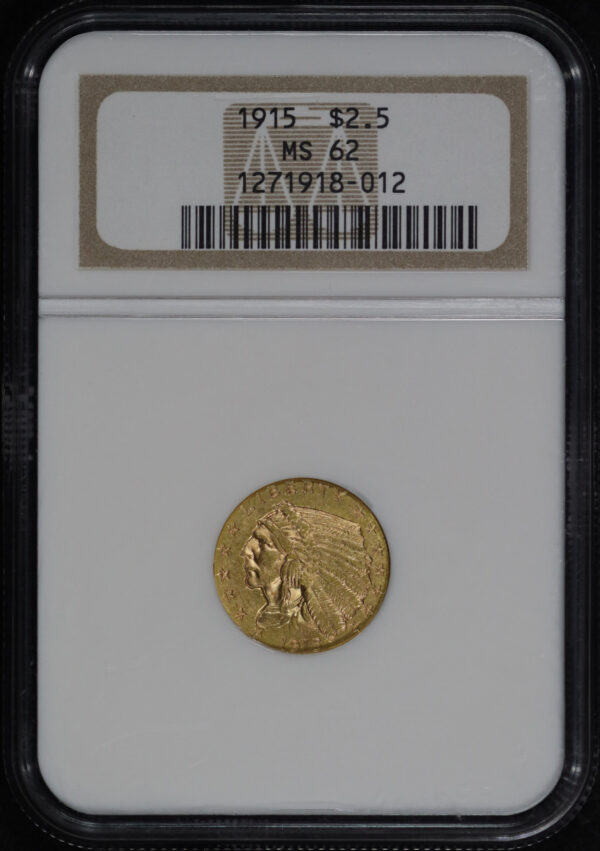 Obverse of this 1915 Indian $2.5 NGC MS-62