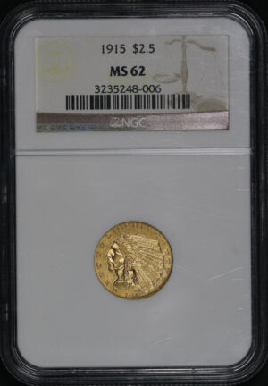 Obverse of this 1915 Indian $2.5 NGC MS-62