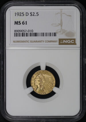 Obverse of this 1925-D Indian $2.5 NGC MS-61