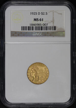Obverse of this 1925-D Indian $2.5 NGC MS-61